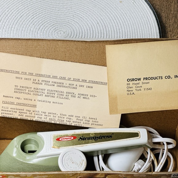 Osrow Steamstress 1973 Vintage SB15 Fabric Steam Iron Original‎ Box/Instructions - Picture 12 of 12